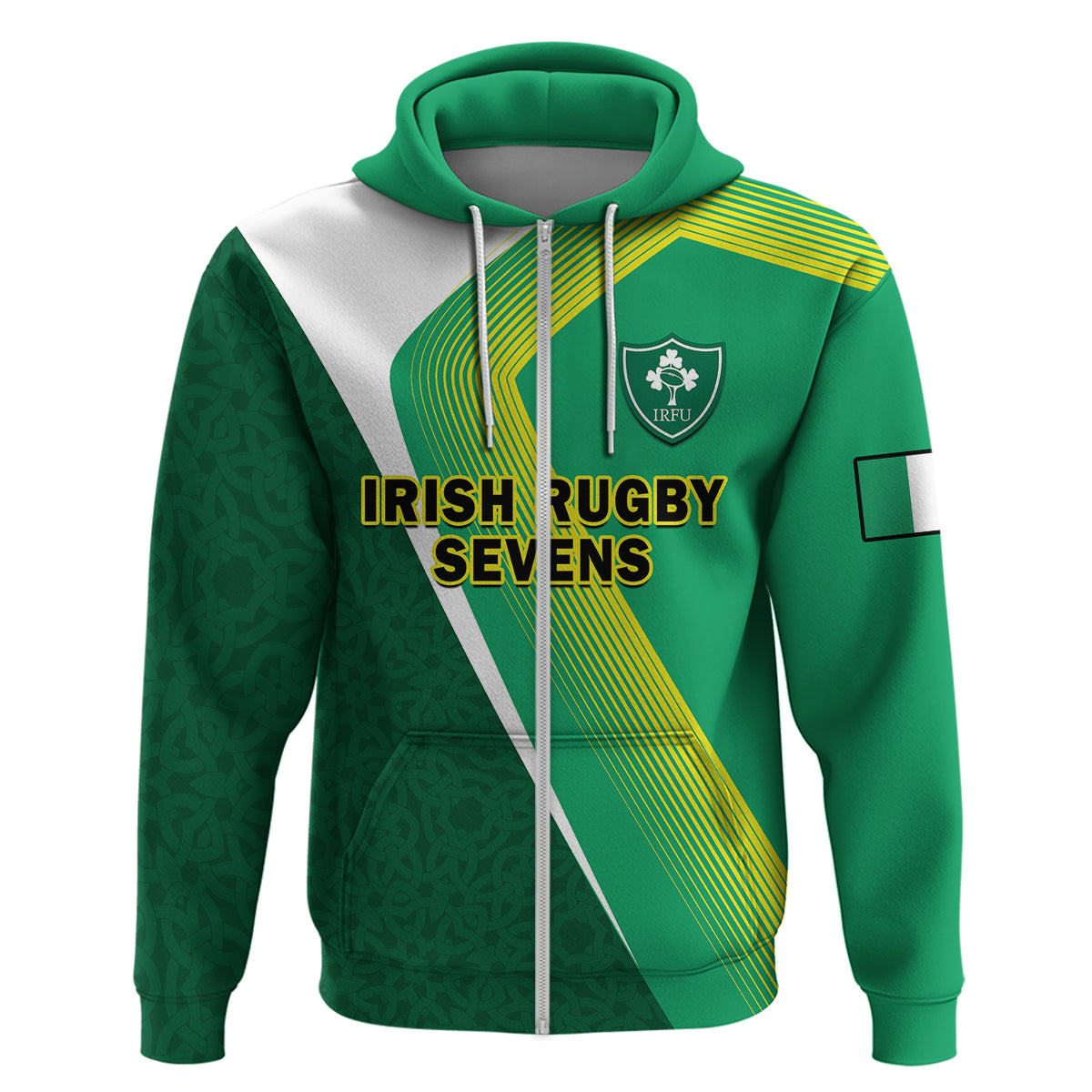 Custom Ireland Rugby 7s Celtic Cross Shamrock Hoodie LT14