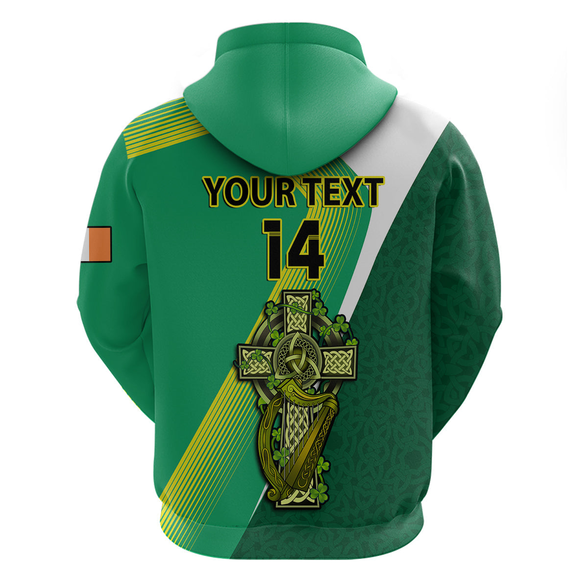 Custom Ireland Rugby 7s Celtic Cross Shamrock Hoodie LT14