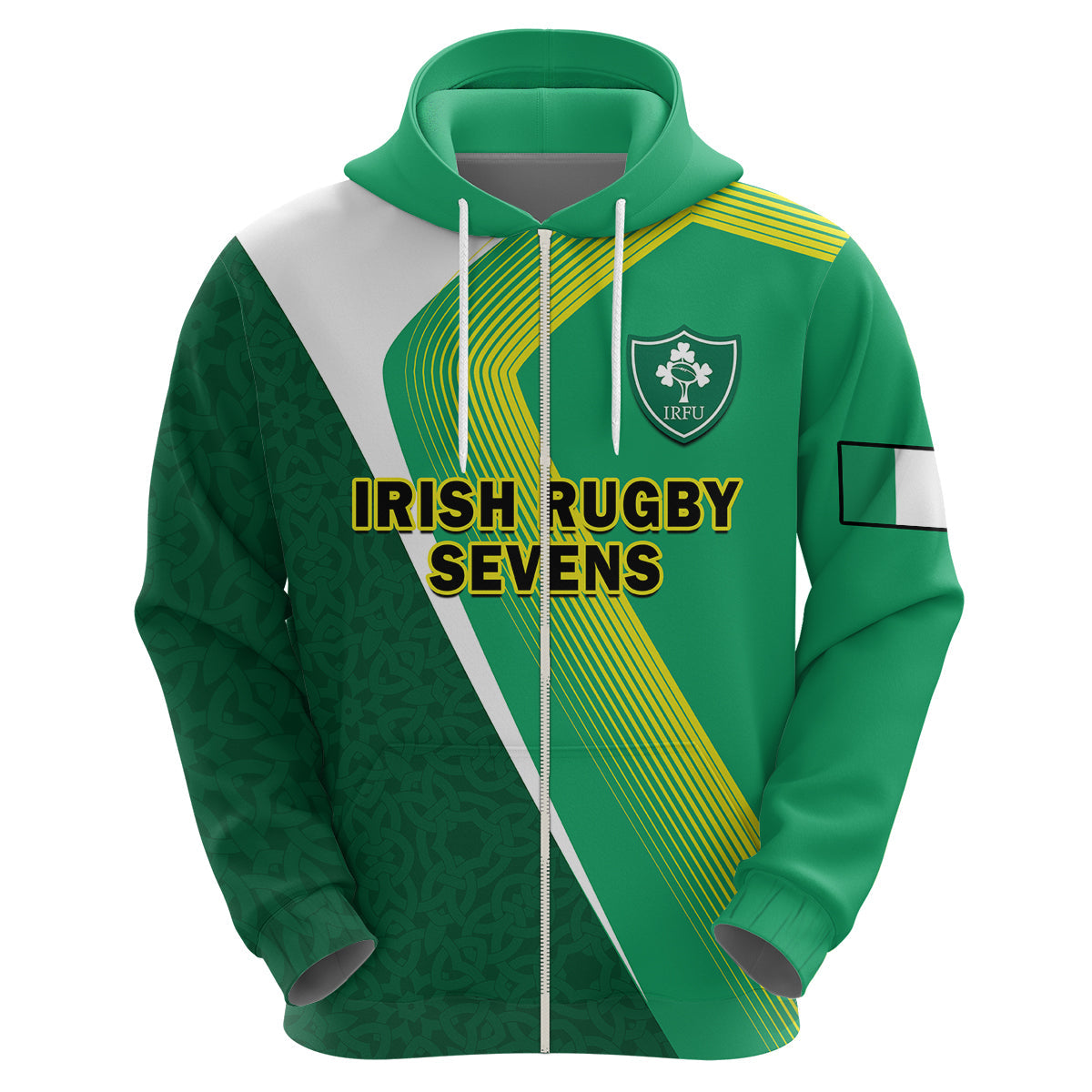 Custom Ireland Rugby 7s Celtic Cross Shamrock Hoodie LT14