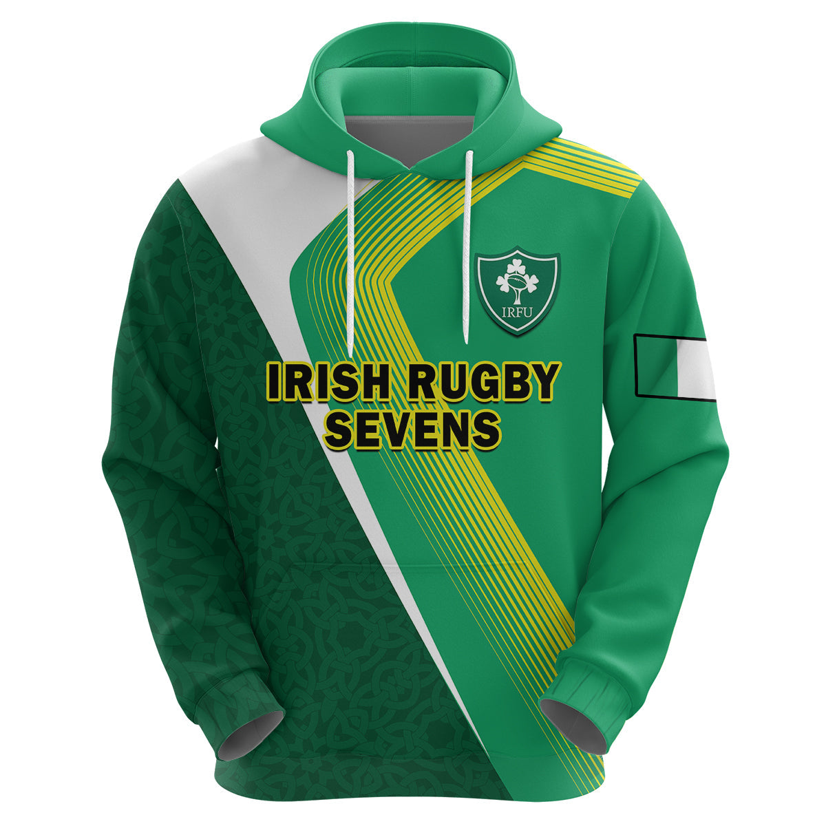 Custom Ireland Rugby 7s Celtic Cross Shamrock Hoodie LT14