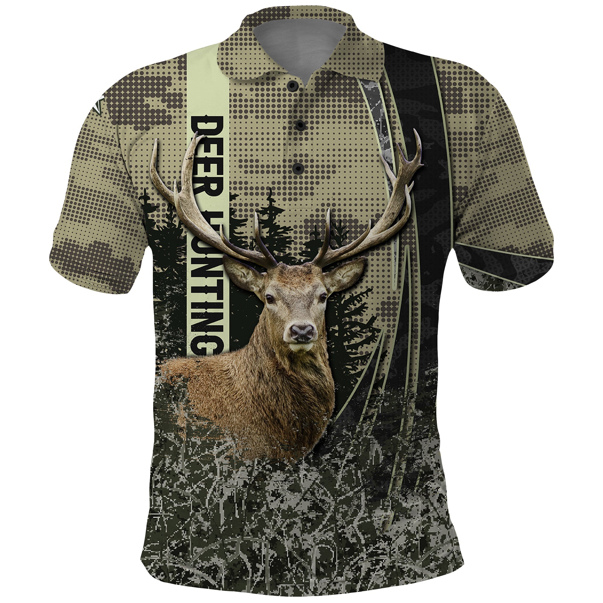 Deer Hunting Camouflaged Modern Abstract Polo Shirt TS04