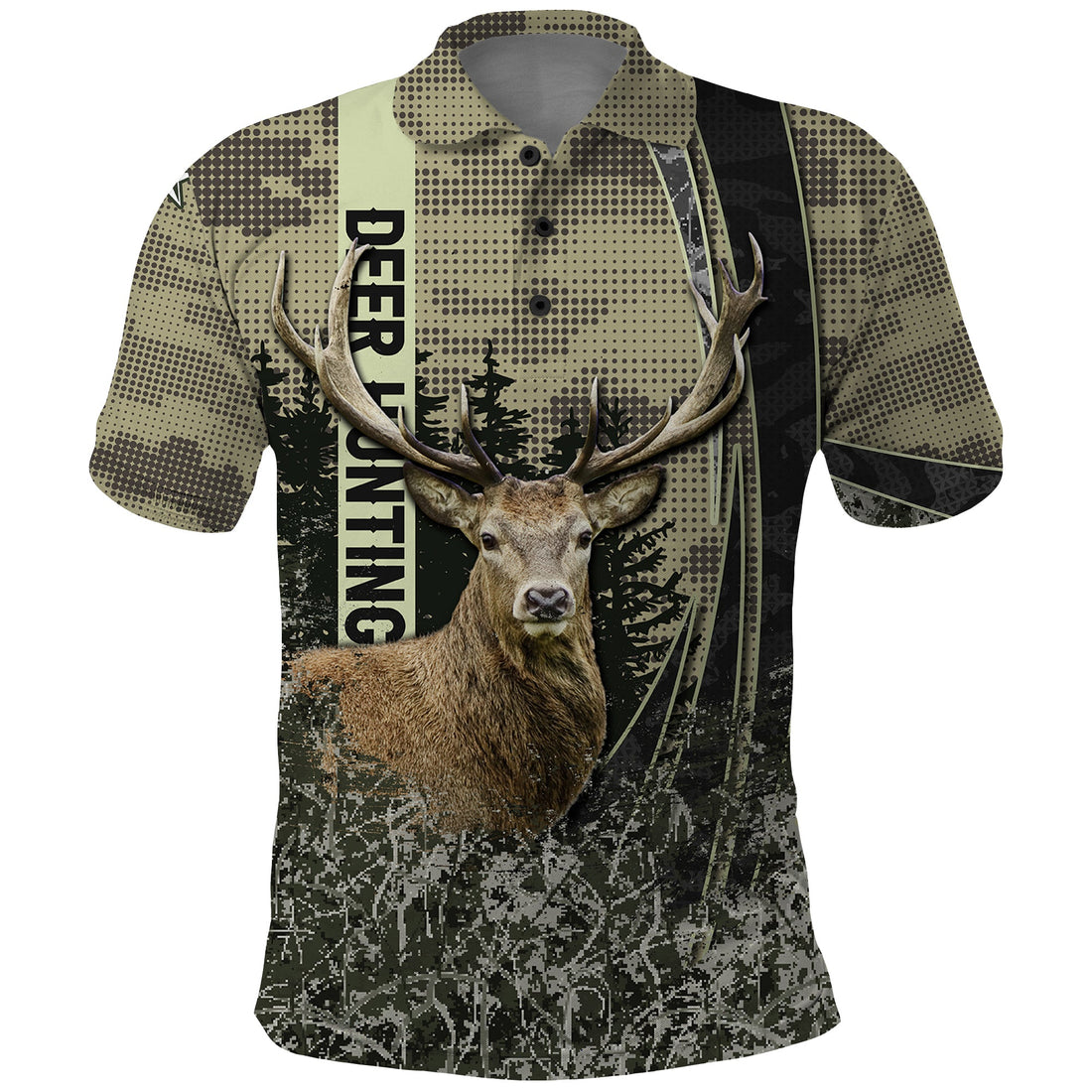 Deer Hunting Camouflaged Modern Abstract Polo Shirt TS04
