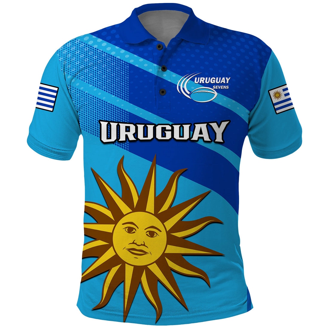 (Custom Text And Number) Uruguay Rugby 7s Polo Shirt Sporty Style LT14