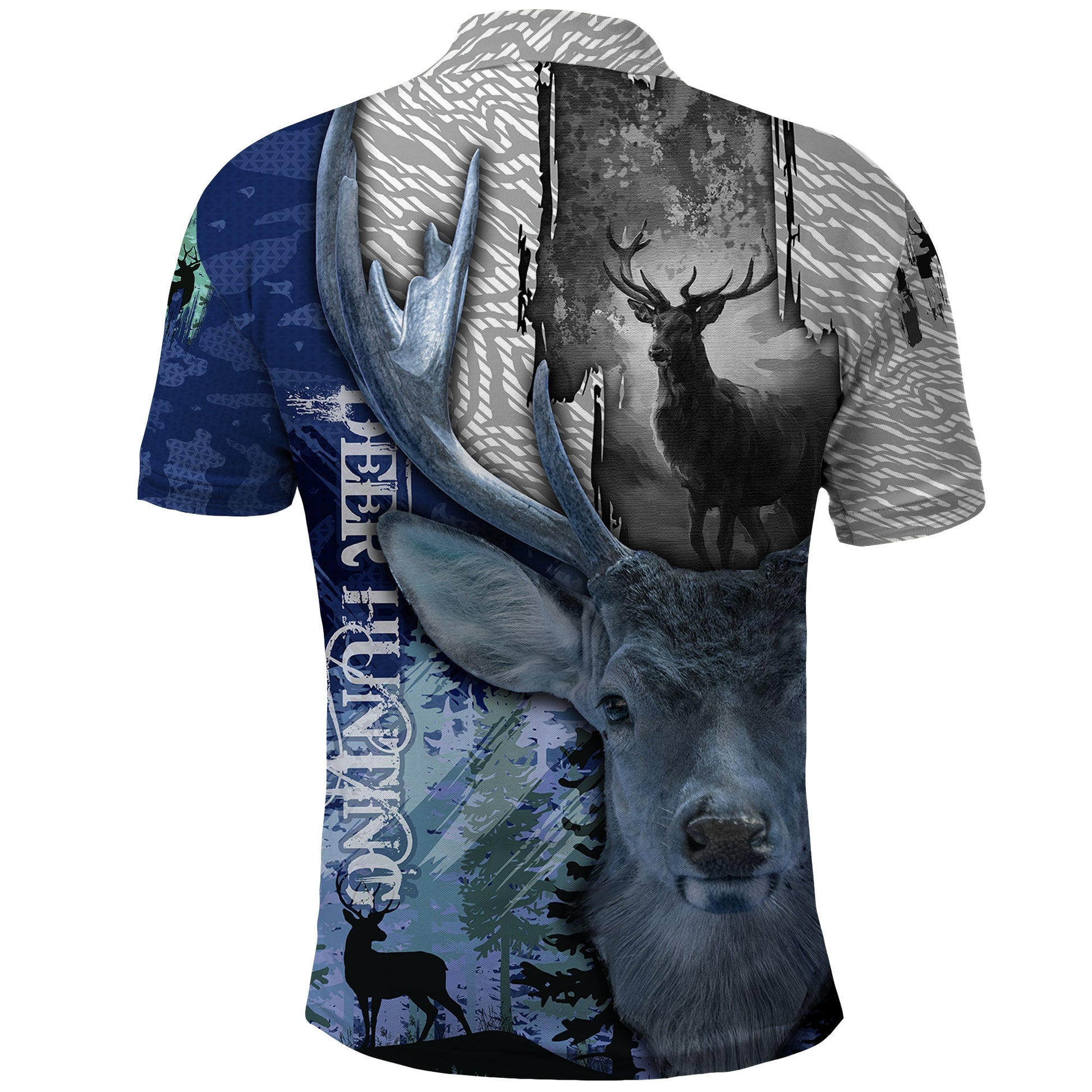 Deer Hunting Stag In The Night Abstract Pattern Polo Shirt TS04