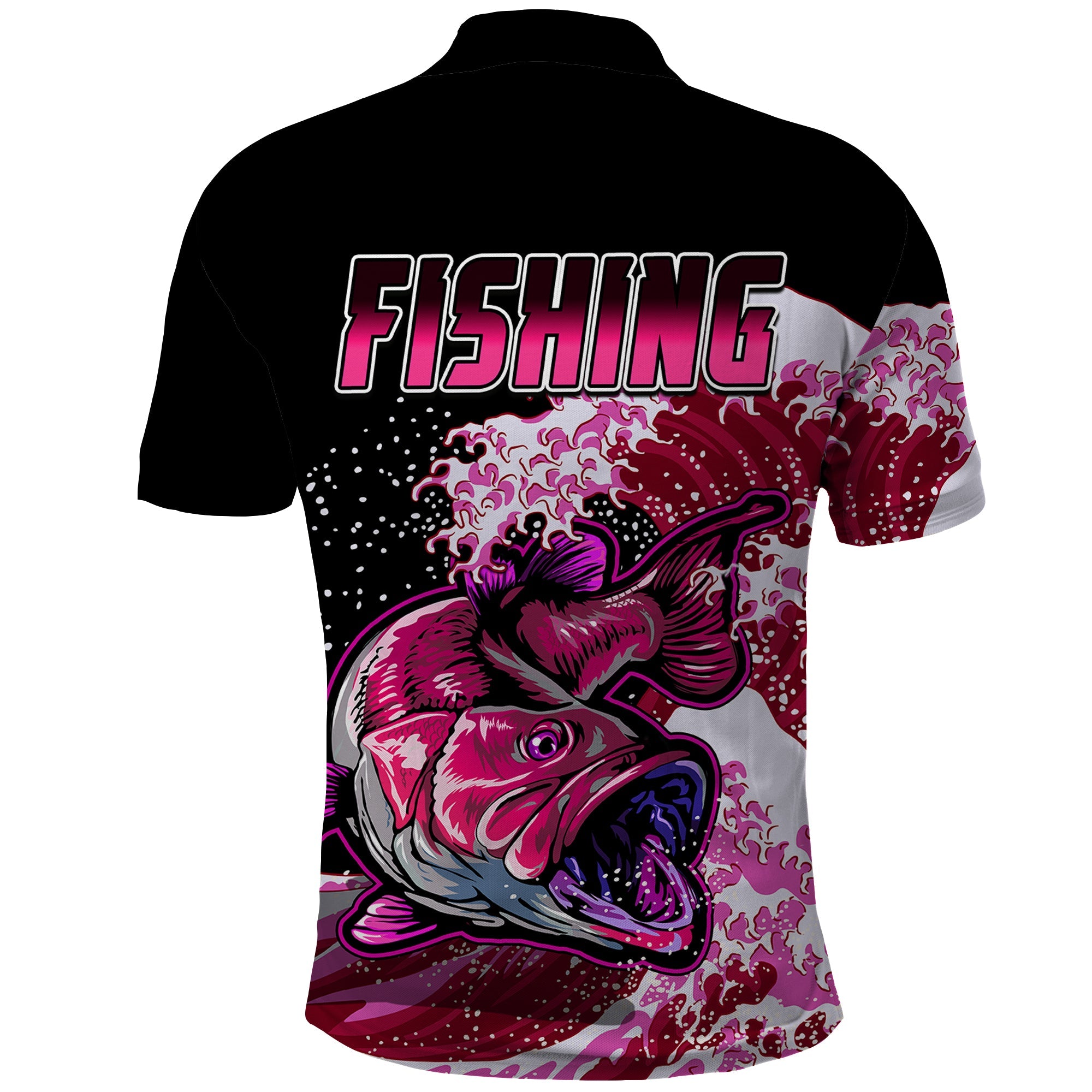 Largemouth Bass Fishing Polo Shirt Red LT9
