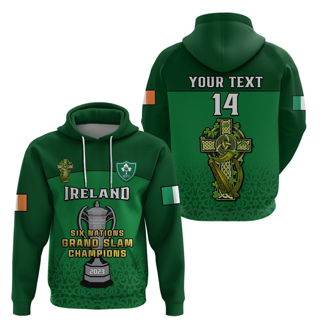 Custom Ireland Rugby 2023 Champions Six Nations Irish Proud Hoodie LT14