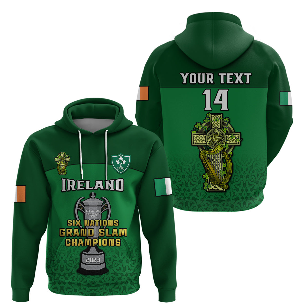 Custom Ireland Rugby 2023 Champions Six Nations Irish Proud Hoodie LT14