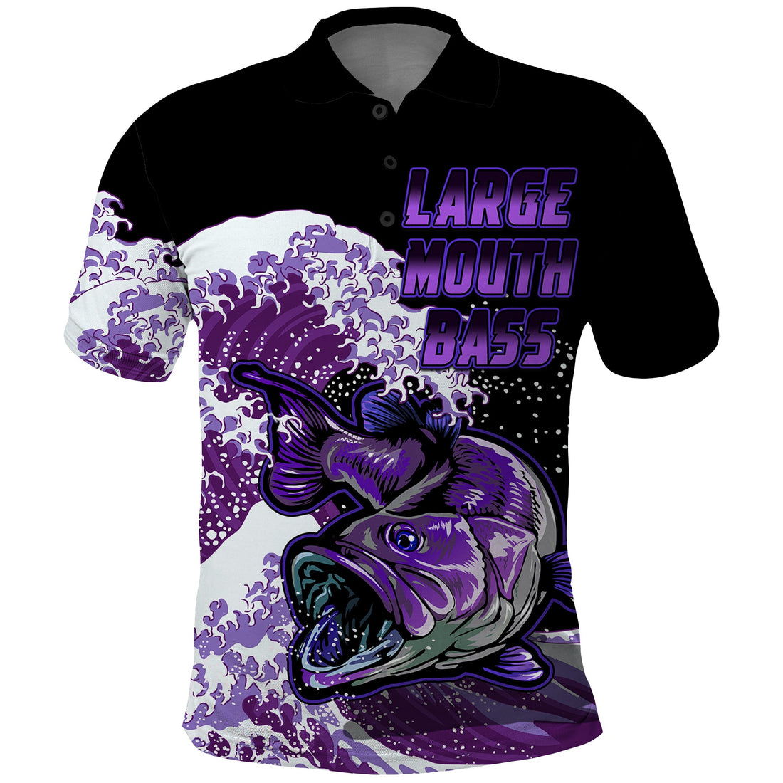 Custom Bass Fishing Purple Polo Shirt LT9