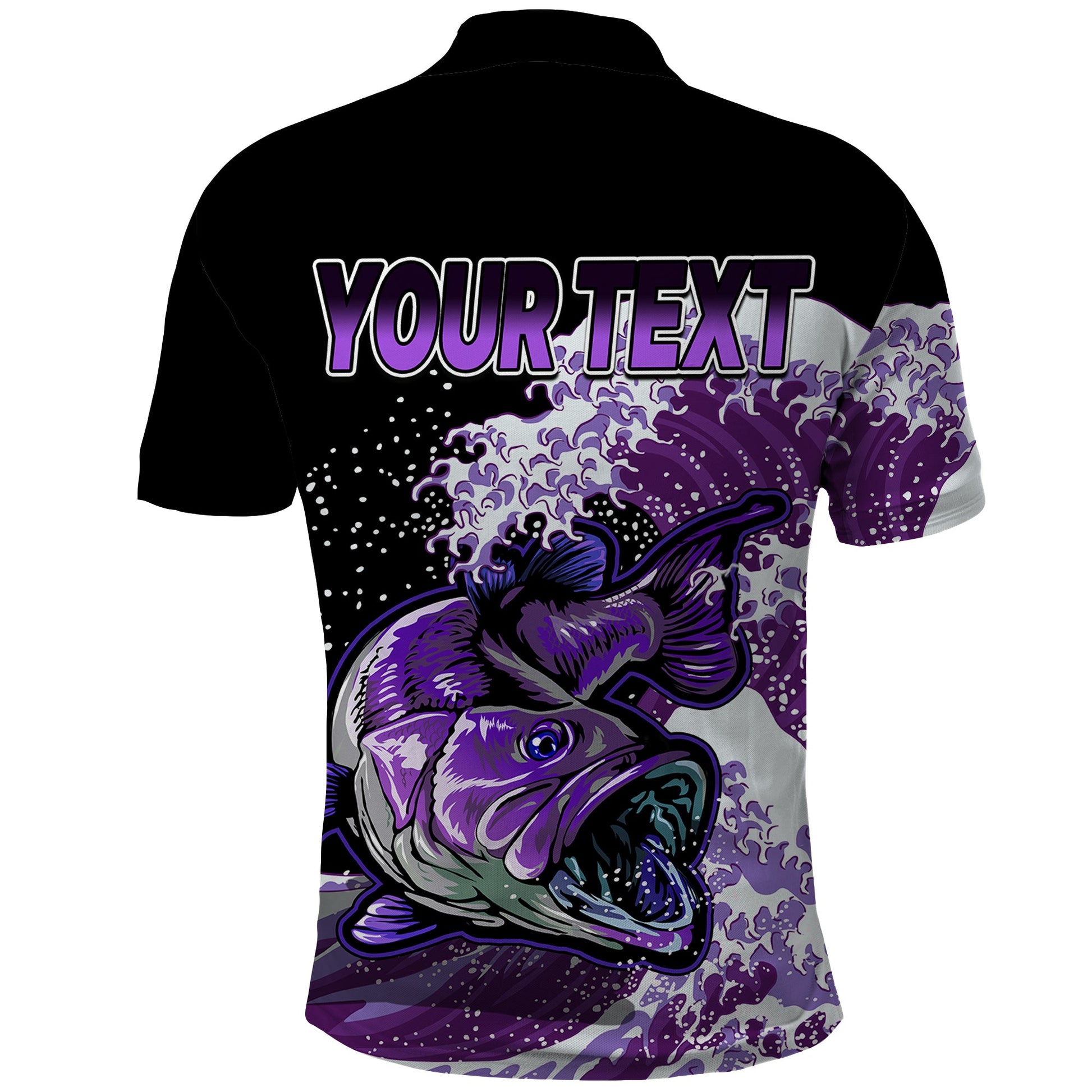 Custom Bass Fishing Purple Polo Shirt LT9