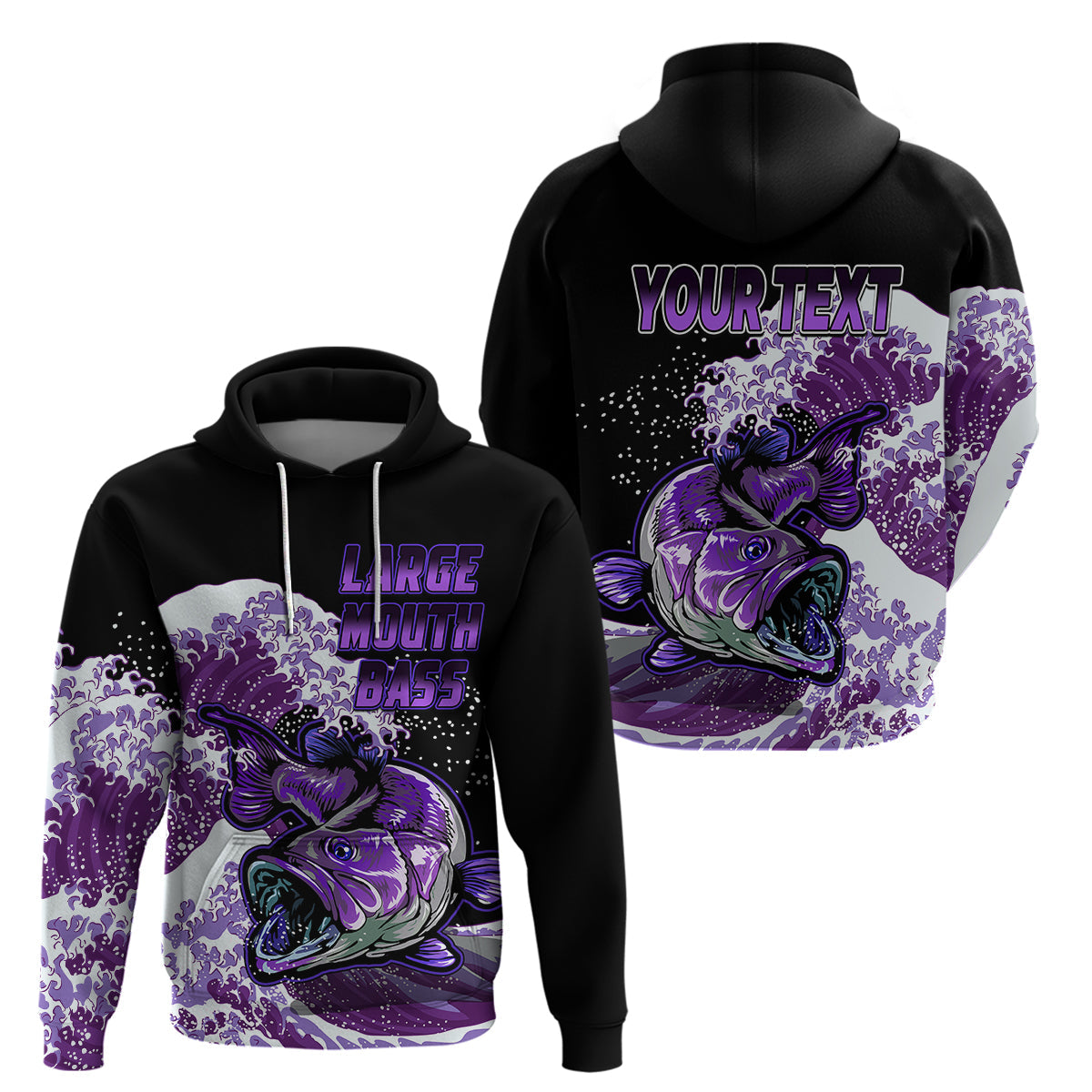 Custom Bass Fishing Hoodie Purple LT9