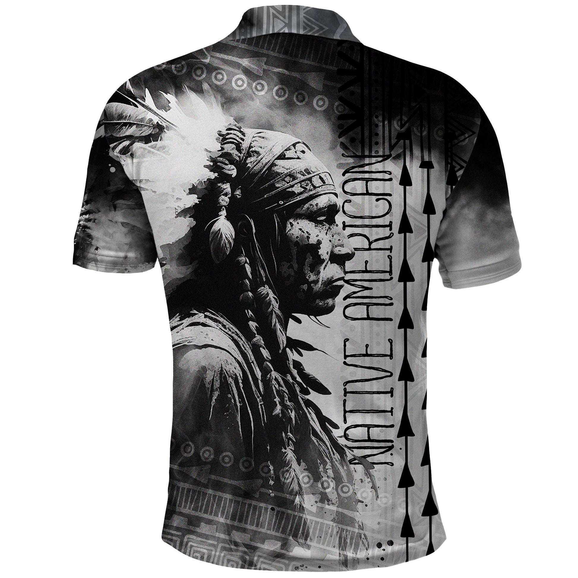 Native American Chiefs Headdress Warriors Smoking Style Polo Shirt TS04