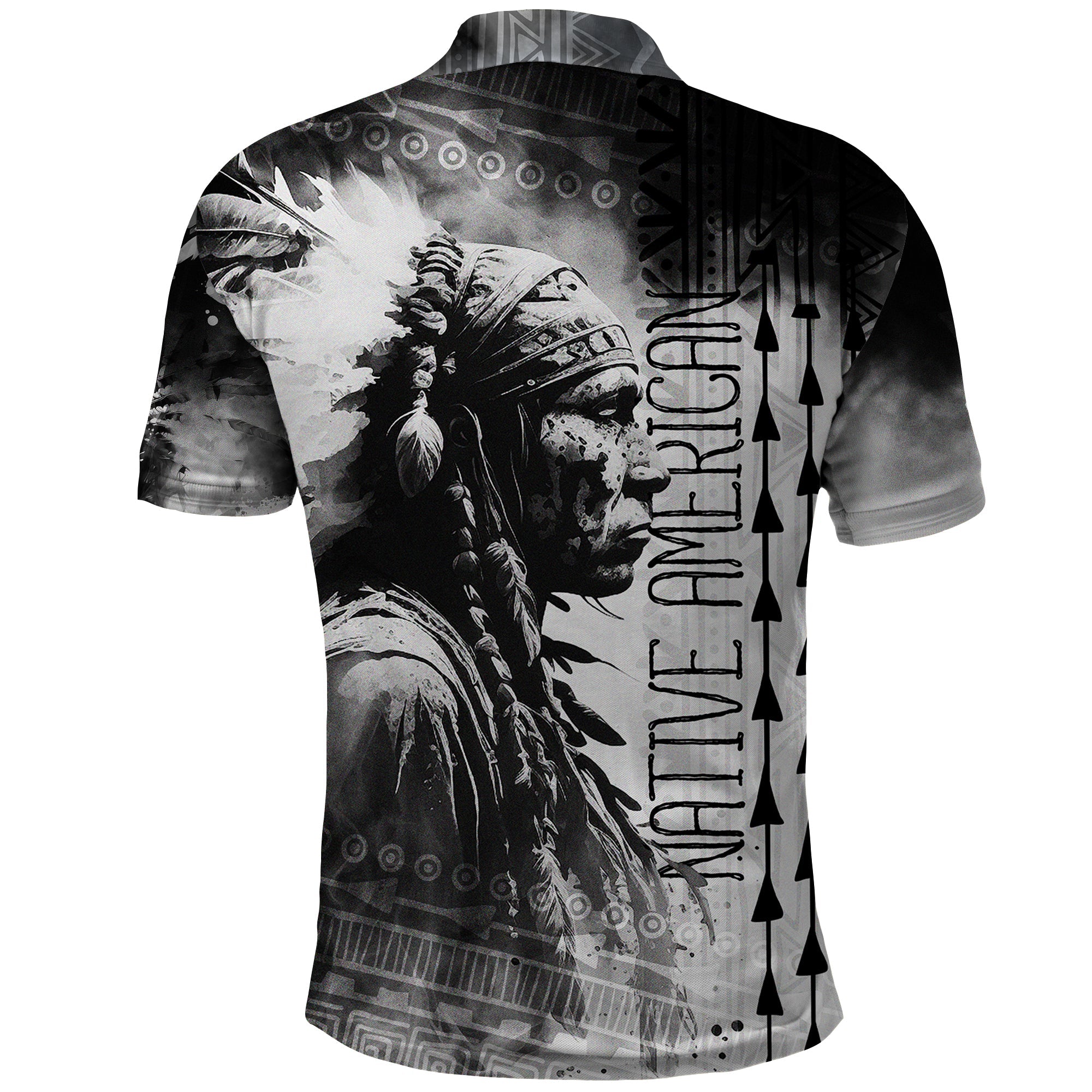 Native American Chiefs Headdress Warriors Smoking Style Polo Shirt TS04