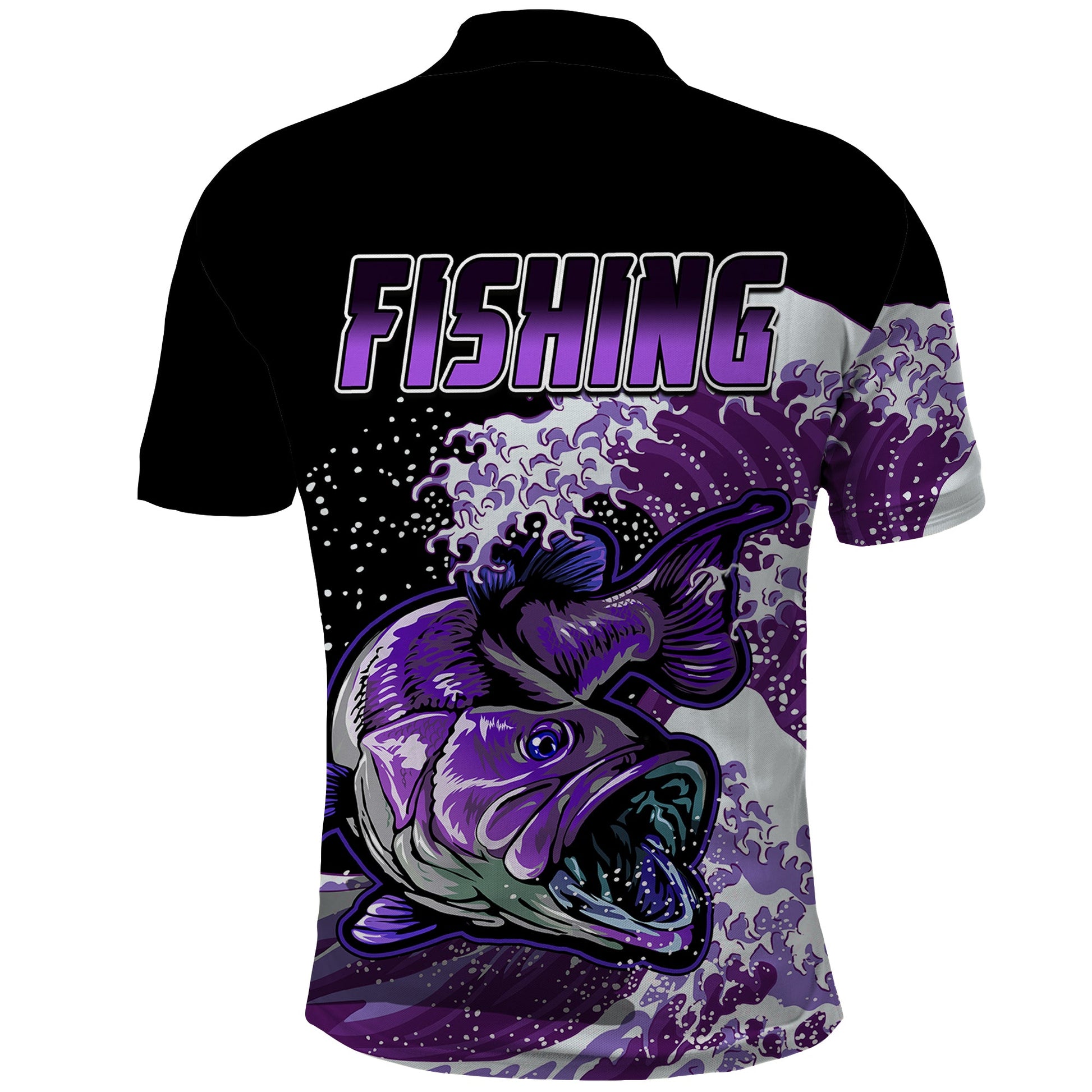 Largemouth Bass Fishing Polo Shirt Purple LT9