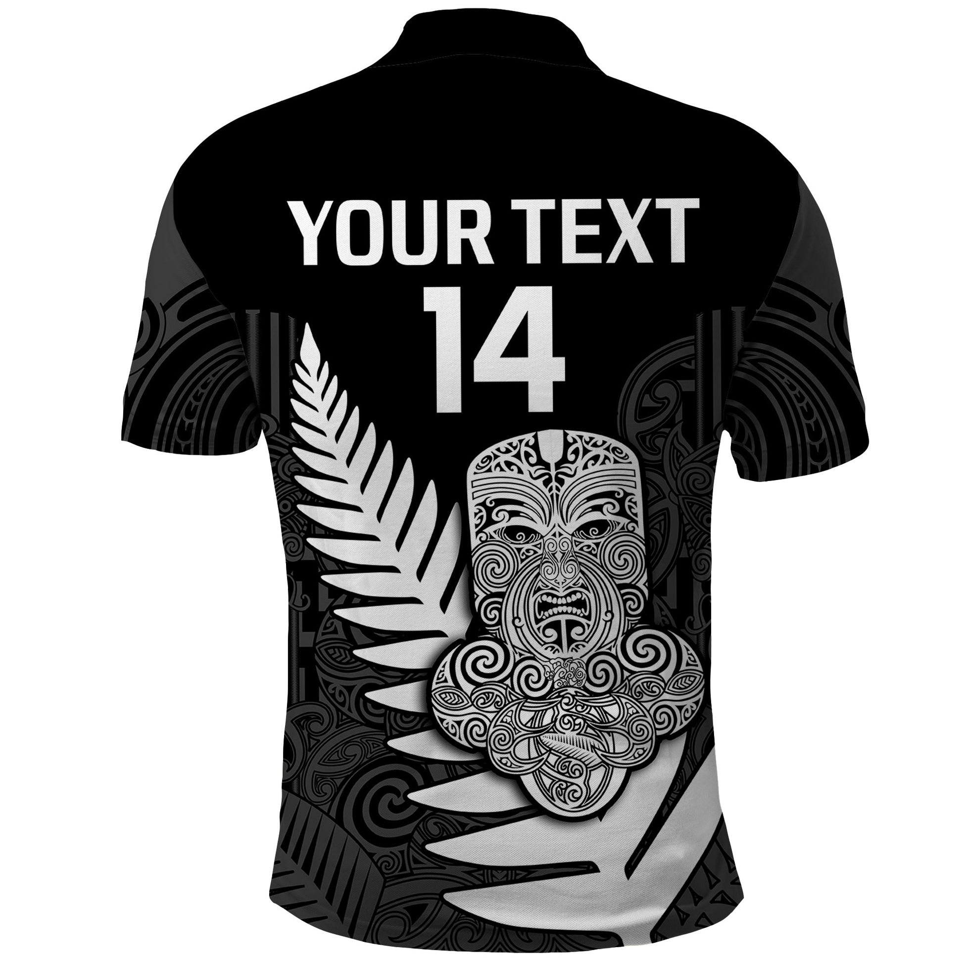 (Custom Text And Number) Aotearoa Rugby Sevens All Black Tiki Fern Polo Shirt LT14