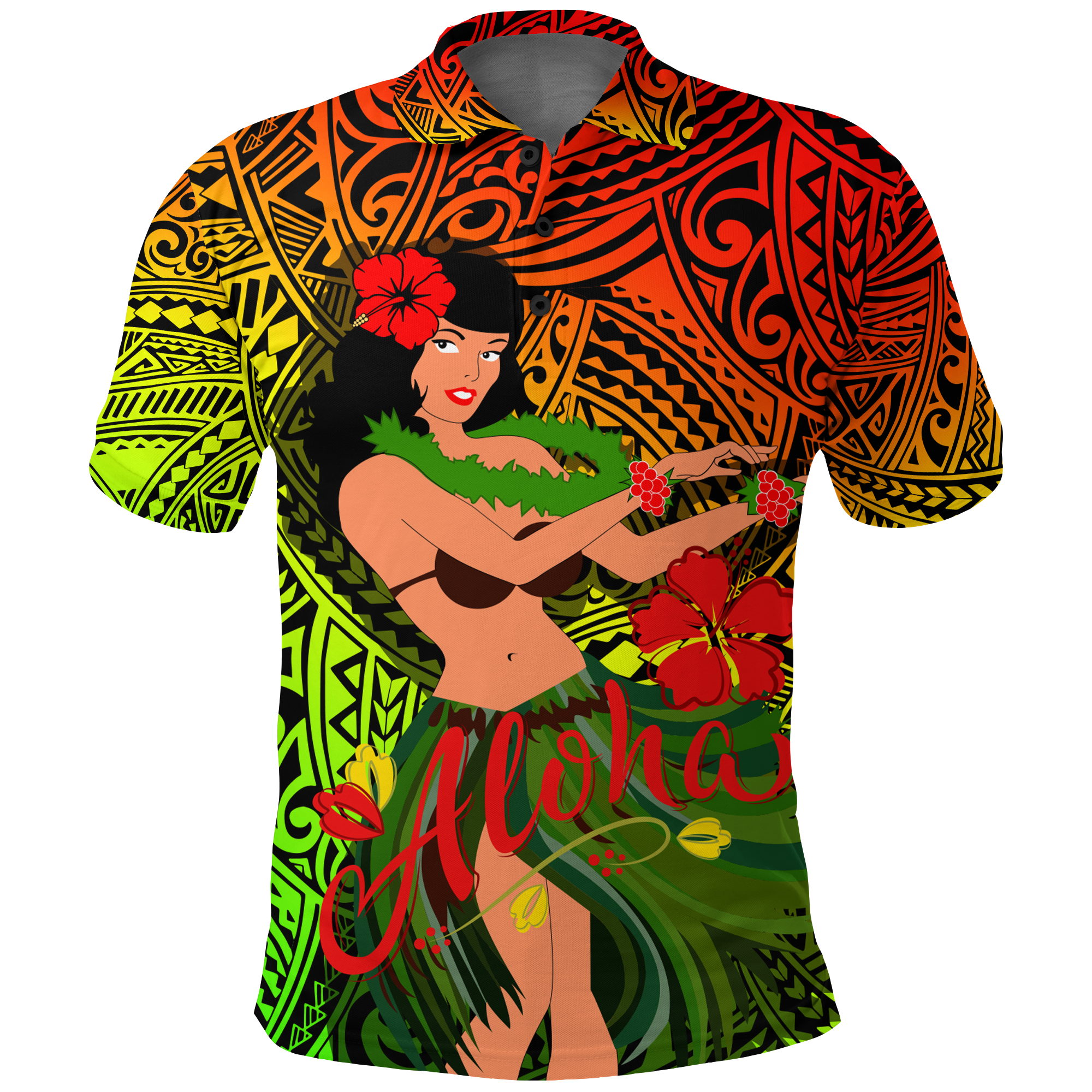Hawaii Hula Girl Reggae Polo Shirt LT2