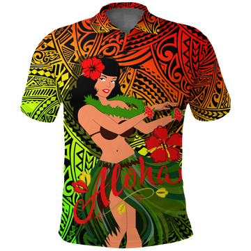 Hawaii Hula Girl Reggae Polo Shirt LT2