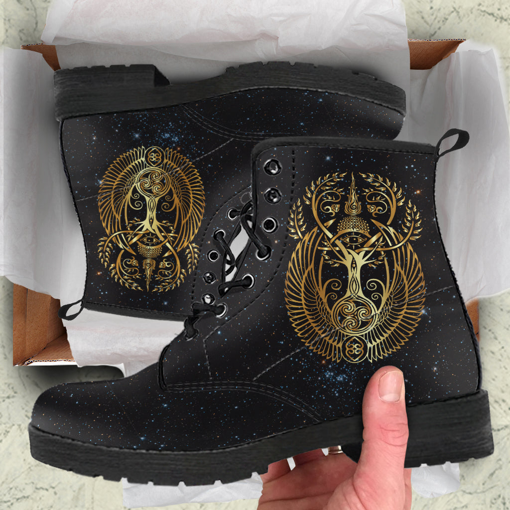 Viking Yggdrasil Tree Of Life Odin Leather Boots LT12