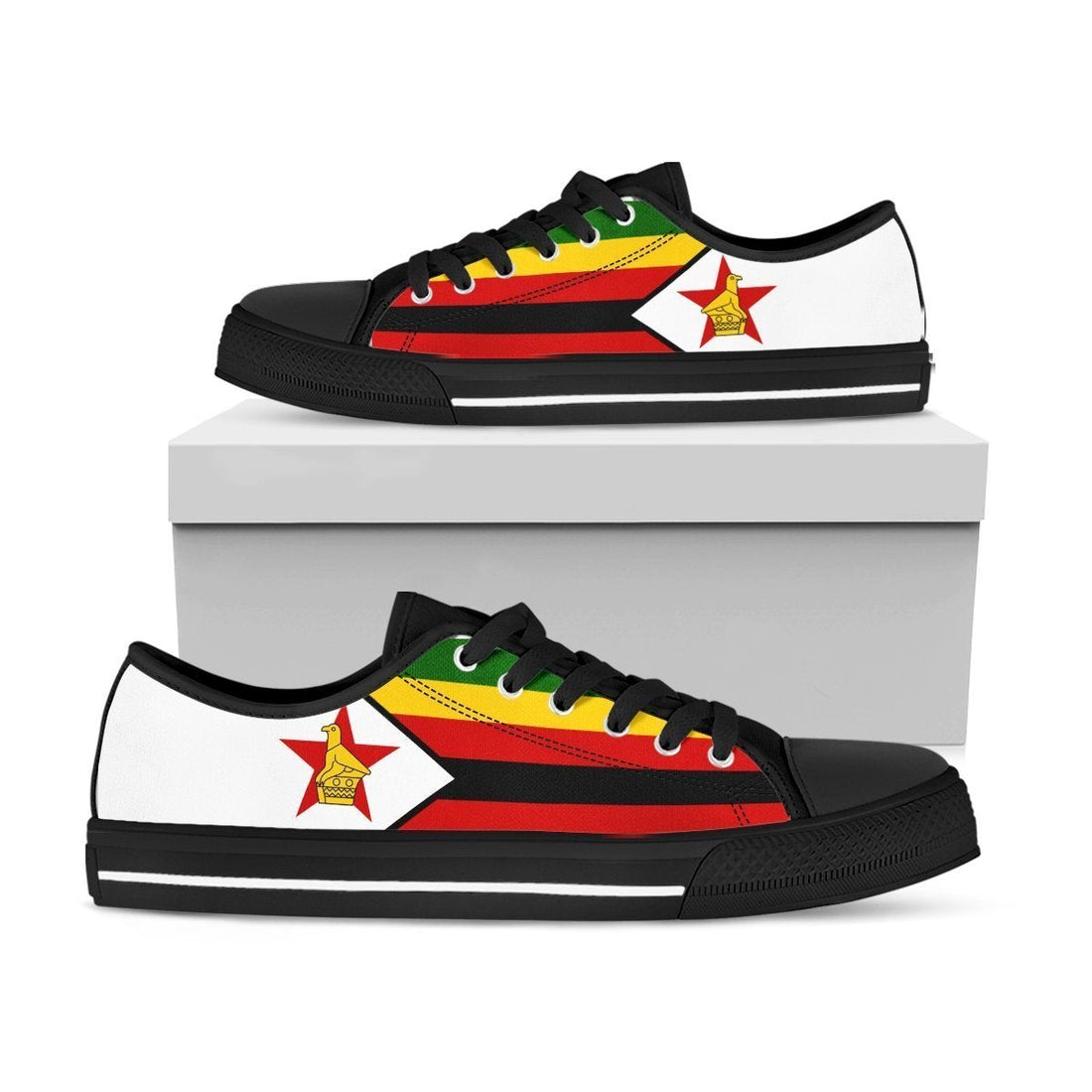 African Footwear - Zimbabwe Flag Low Top Shoe