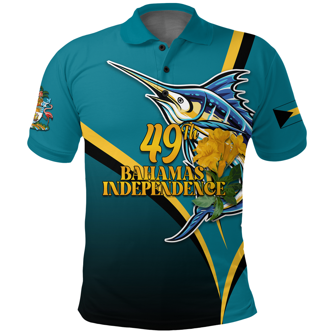 The Bahamas 49th Anniversary Independence Day Blue Marlin Polo Shirt LT12