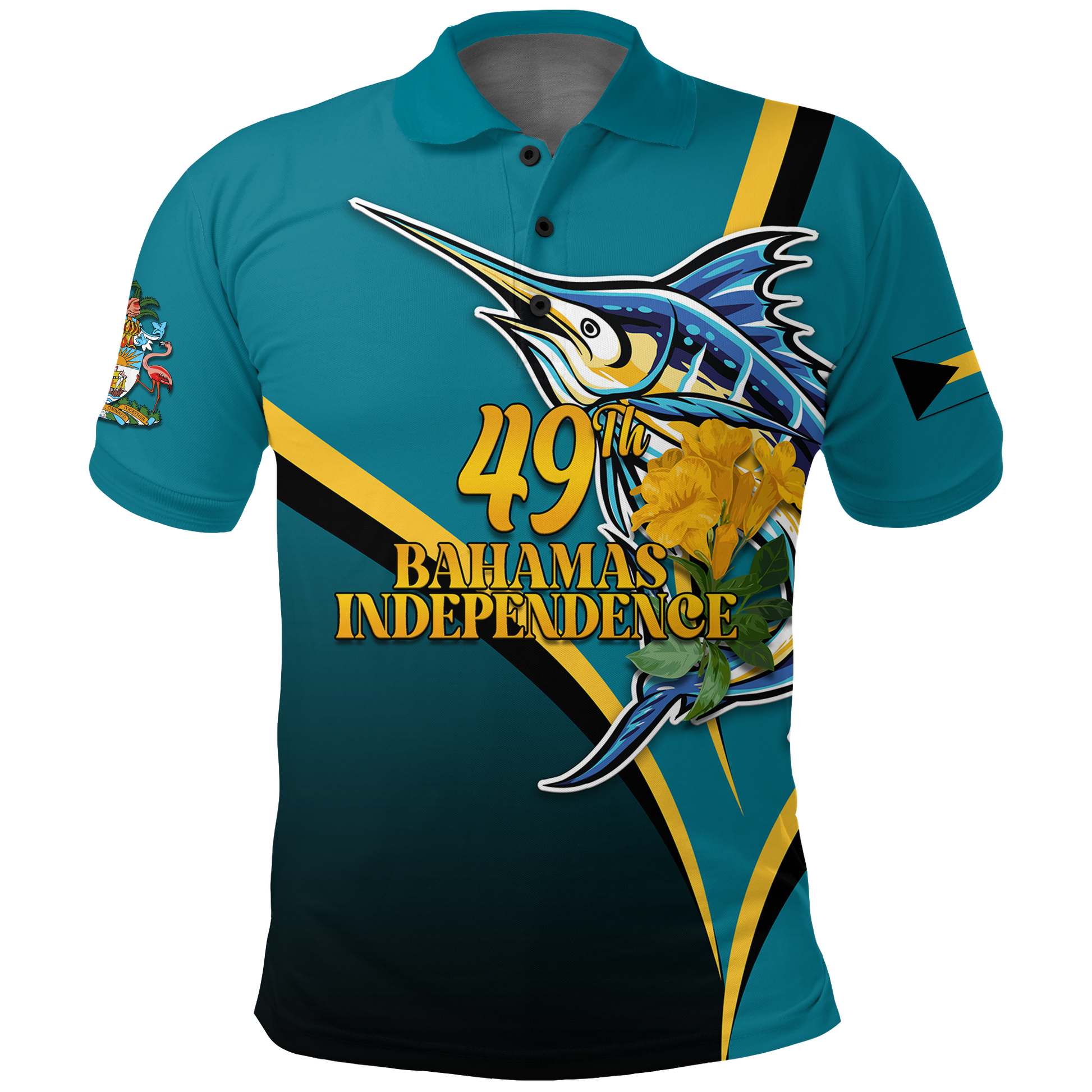 The Bahamas 49th Anniversary Independence Day Blue Marlin Polo Shirt LT12