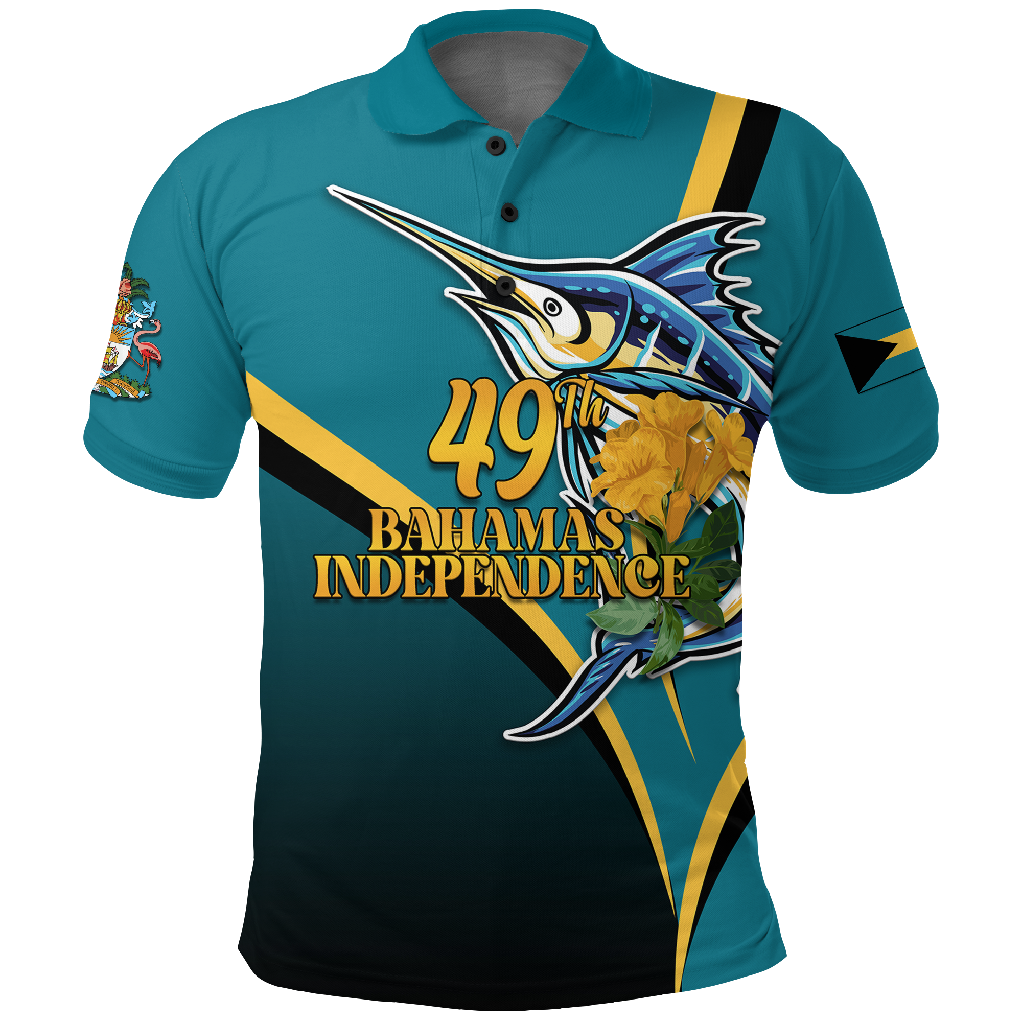 The Bahamas 49th Anniversary Independence Day Blue Marlin Polo Shirt LT12