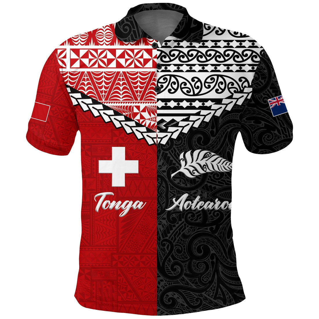 Tonga Combine New Zealand Maori Aotearoa Heritage Polo Shirt LT12