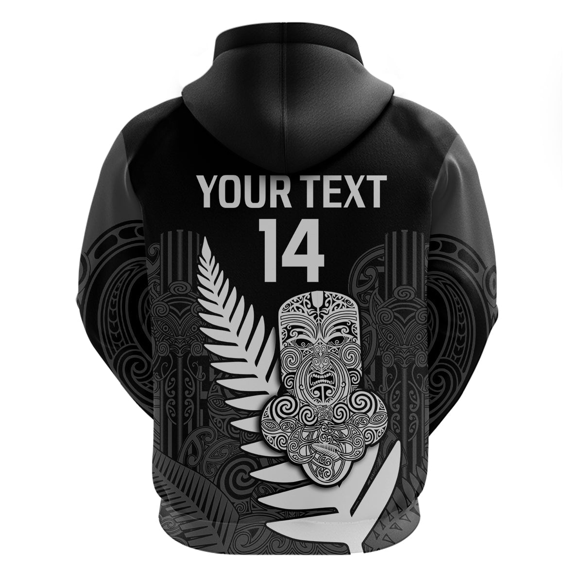 Custom Aotearoa Rugby Sevens All Black Tiki Fern Hoodie LT14