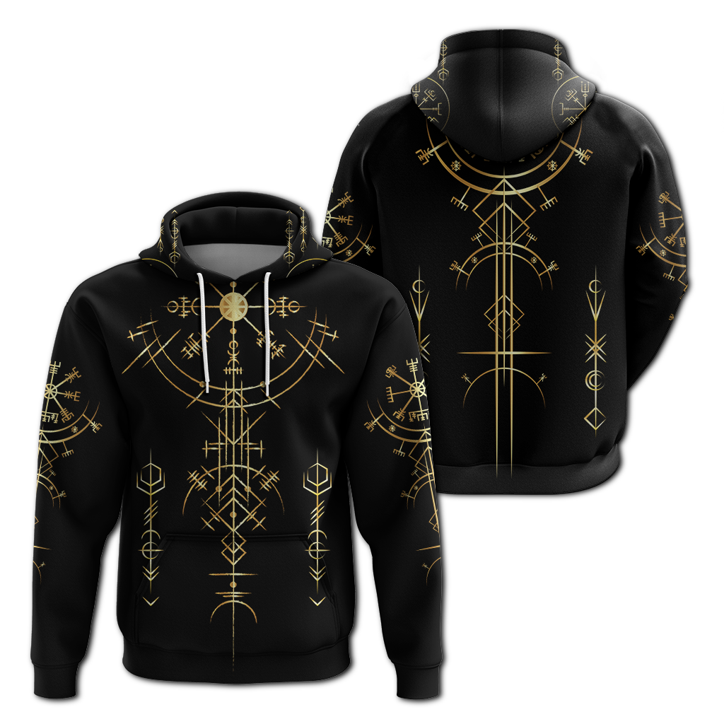 Viking Helm of Awe Gold Art Hoodie LT12