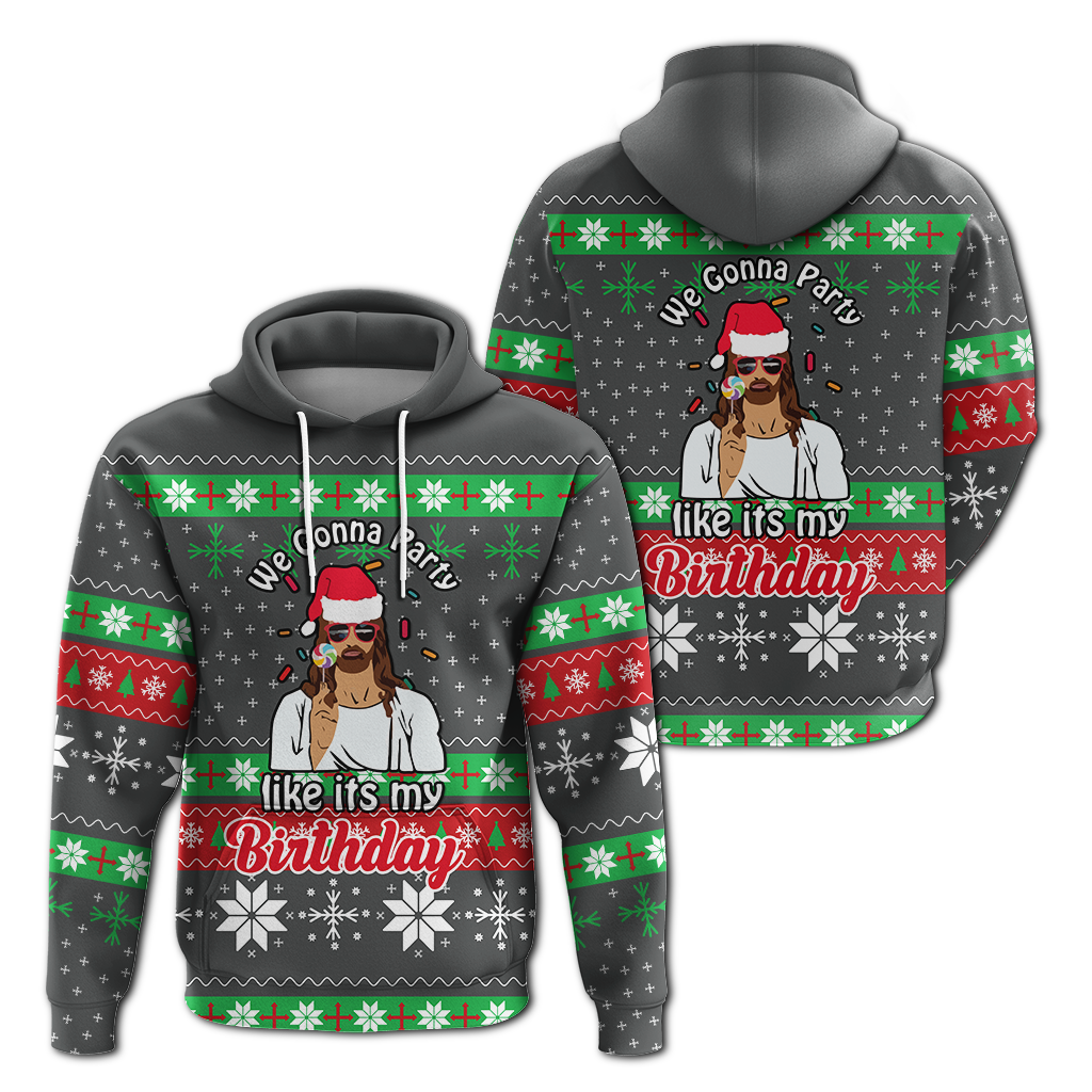 Christmas Jesus Birthday Party Ugly Pattern Hoodie LT12
