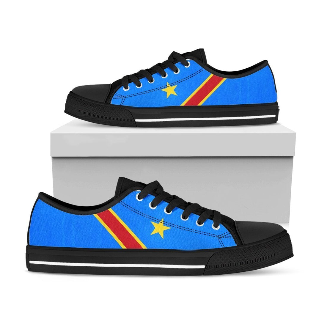 African Footwear - Democratic Republic Of The Congo Flag Low Top Shoe