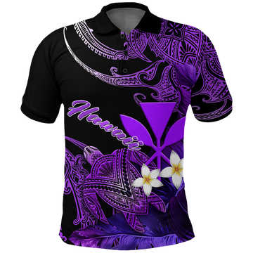 Hawaii Turtle With Plumeria Leaf Purple Polo Shirt LT12