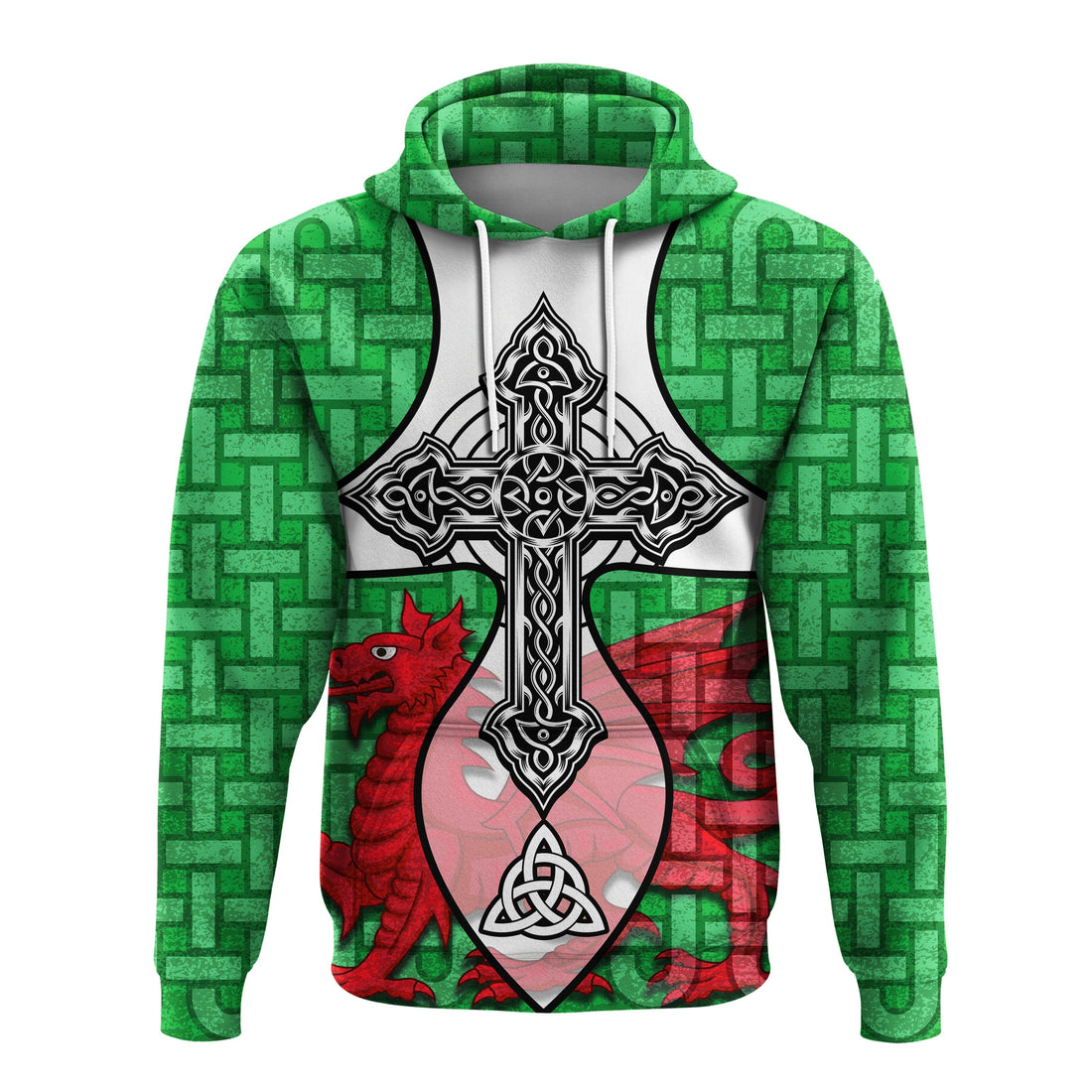 Wales Celtic Cross Dragon Hoodie LT20