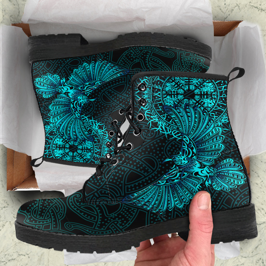 Viking Raven Tattoo Art Leather Boots LT12