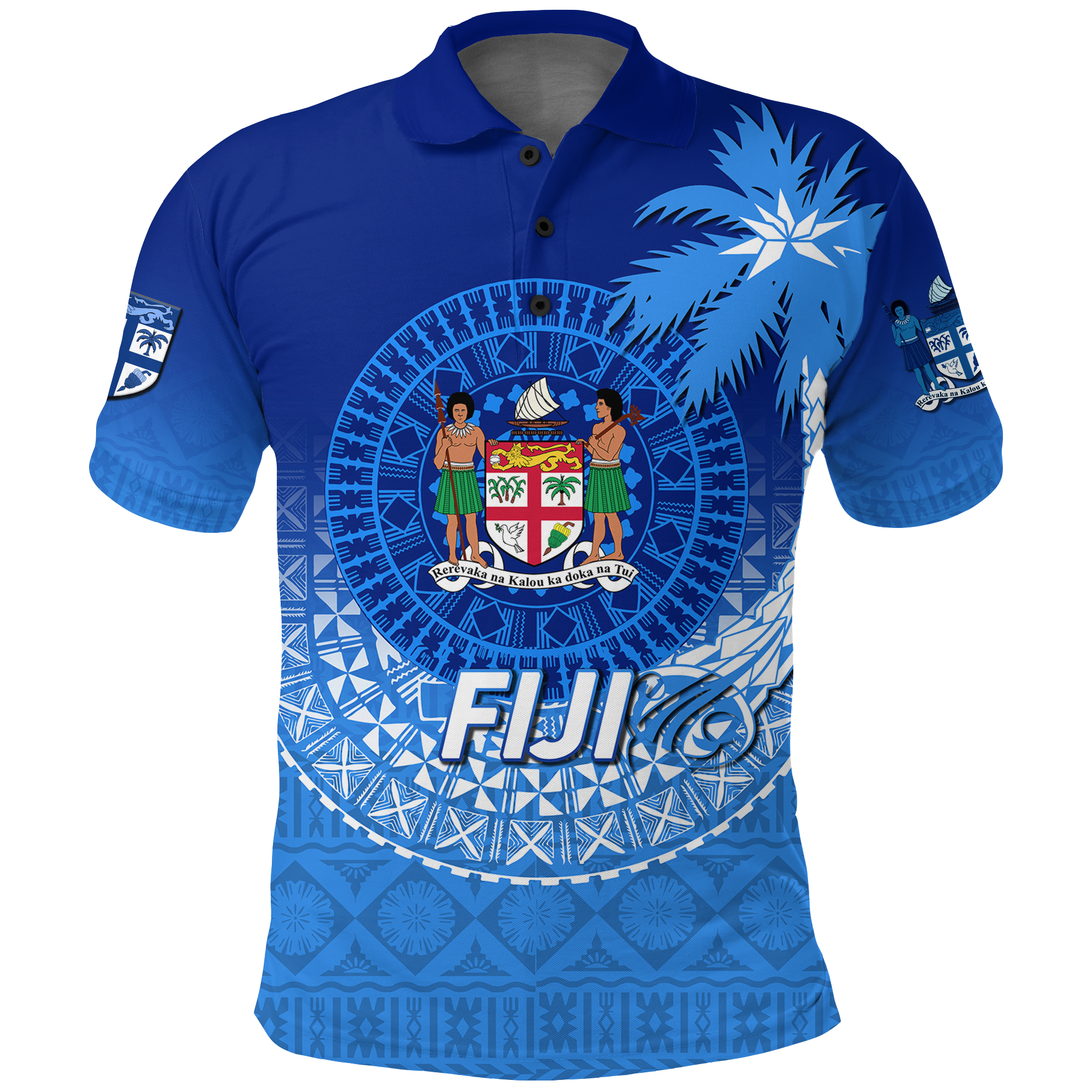 Fiji Tapa Tribal Coconut Tree Polo Shirt LT12