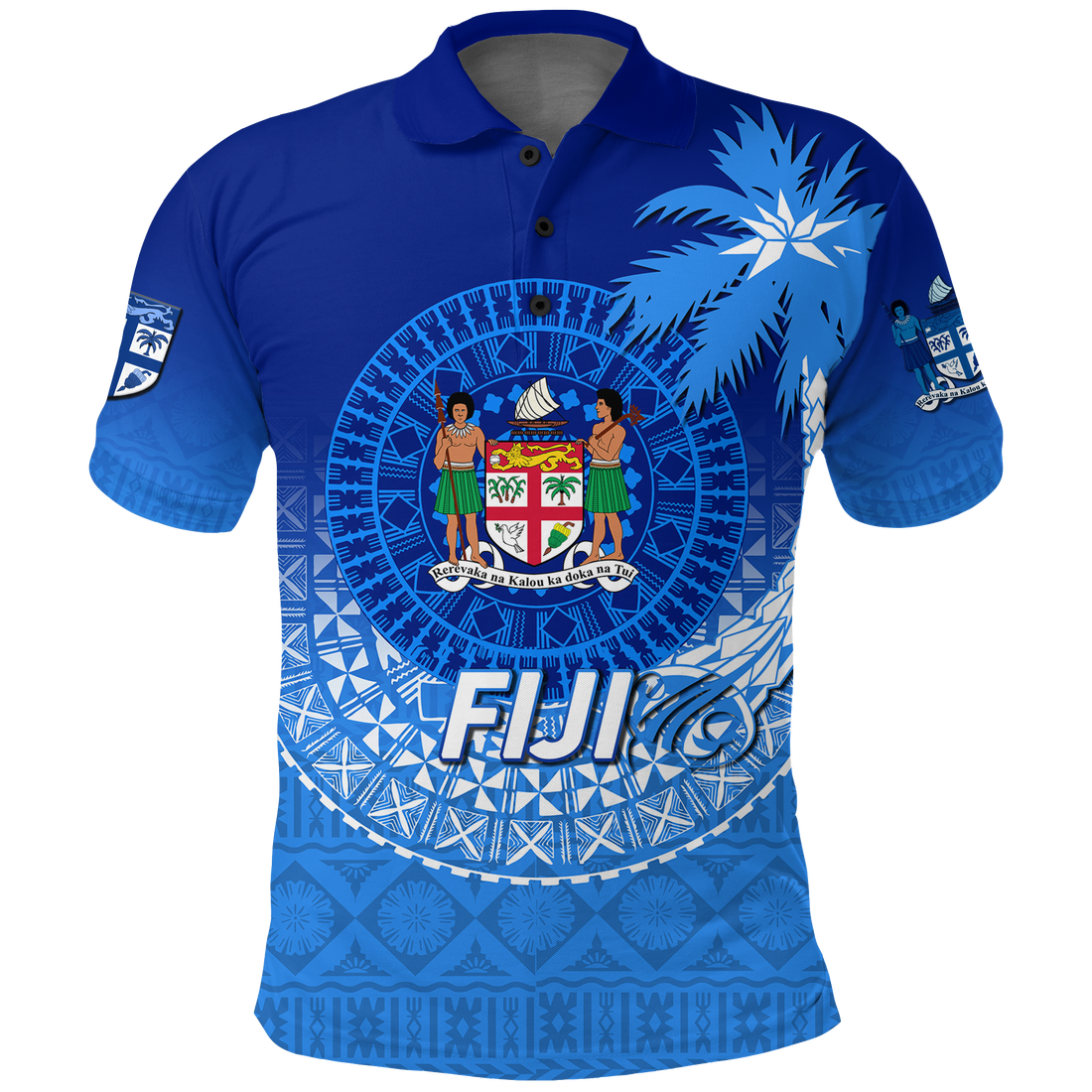 Fiji Tapa Tribal Coconut Tree Polo Shirt LT12
