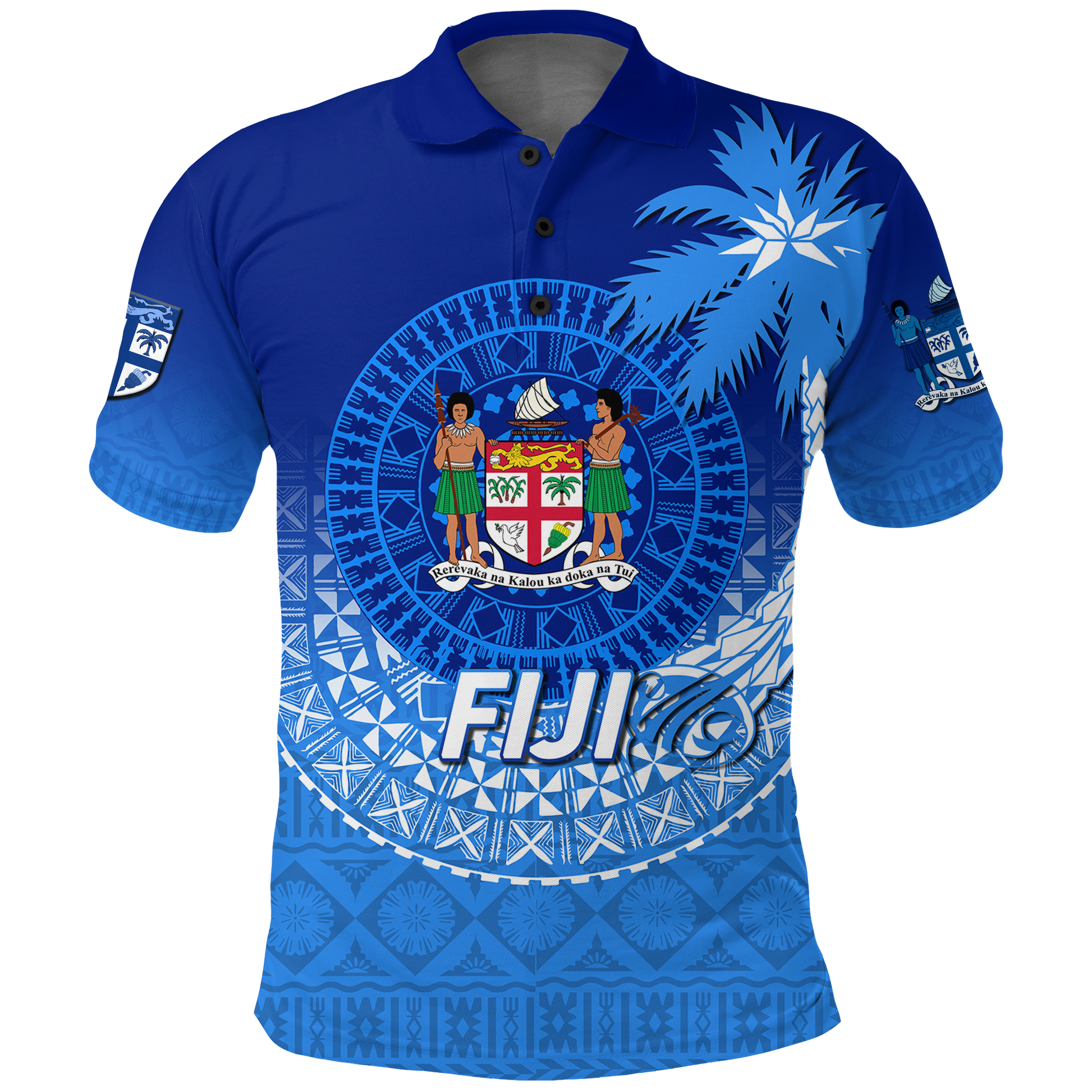 Fiji Tapa Tribal Coconut Tree Polo Shirt LT12