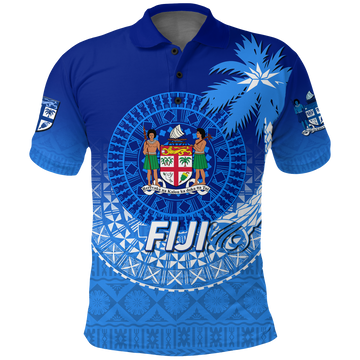Fiji Tapa Tribal Coconut Tree Polo Shirt LT12