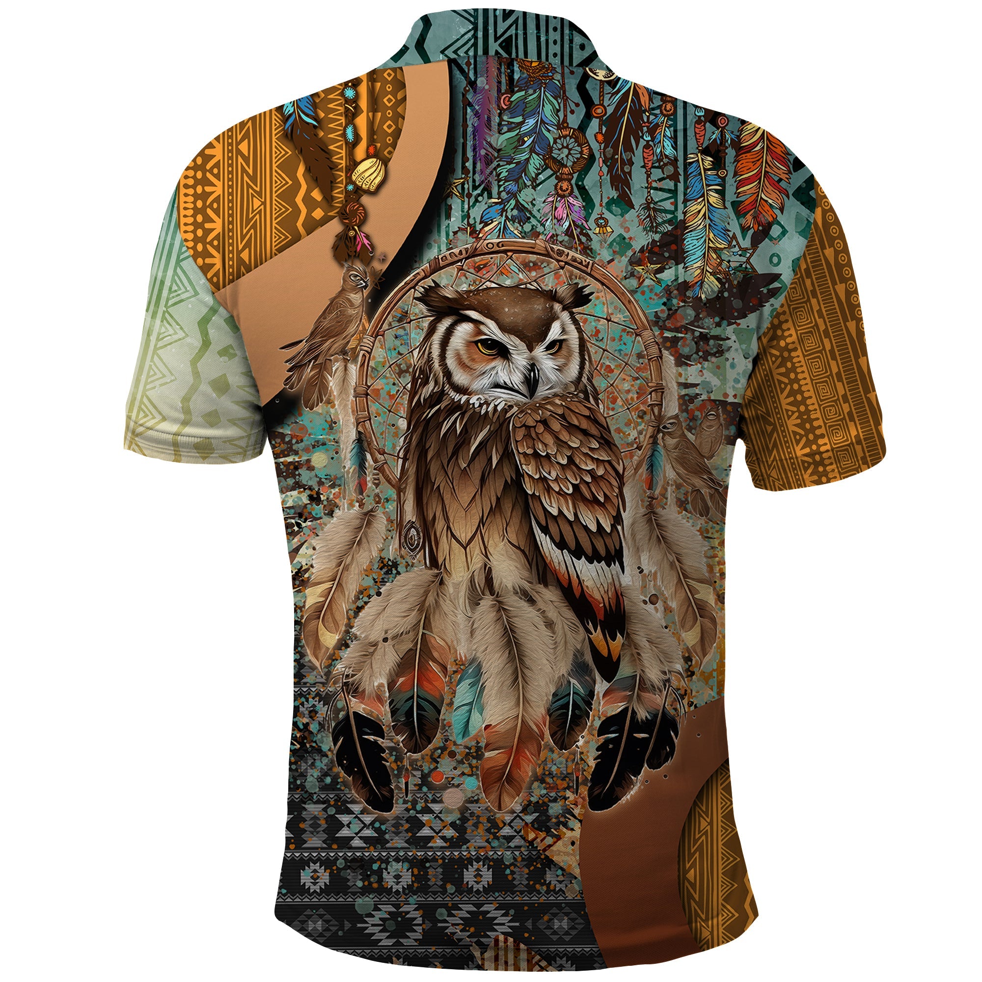 Native American Dreamcatcher Owl and Feathers Polo Shirt TS04