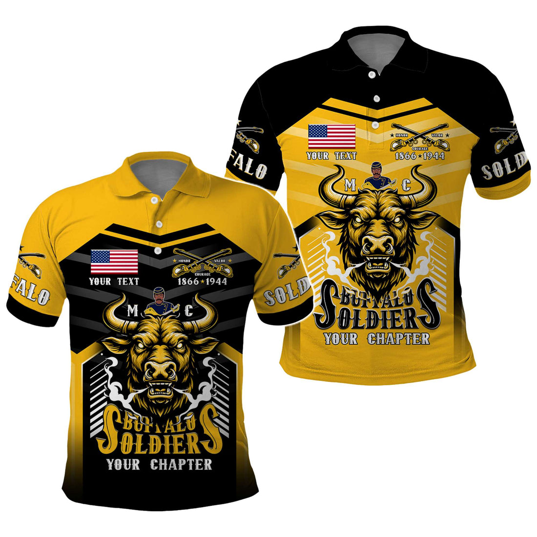 Custom BSMC Buffalo Soldiers Polo Shirt Motorcycle Club Unique Style CTM05