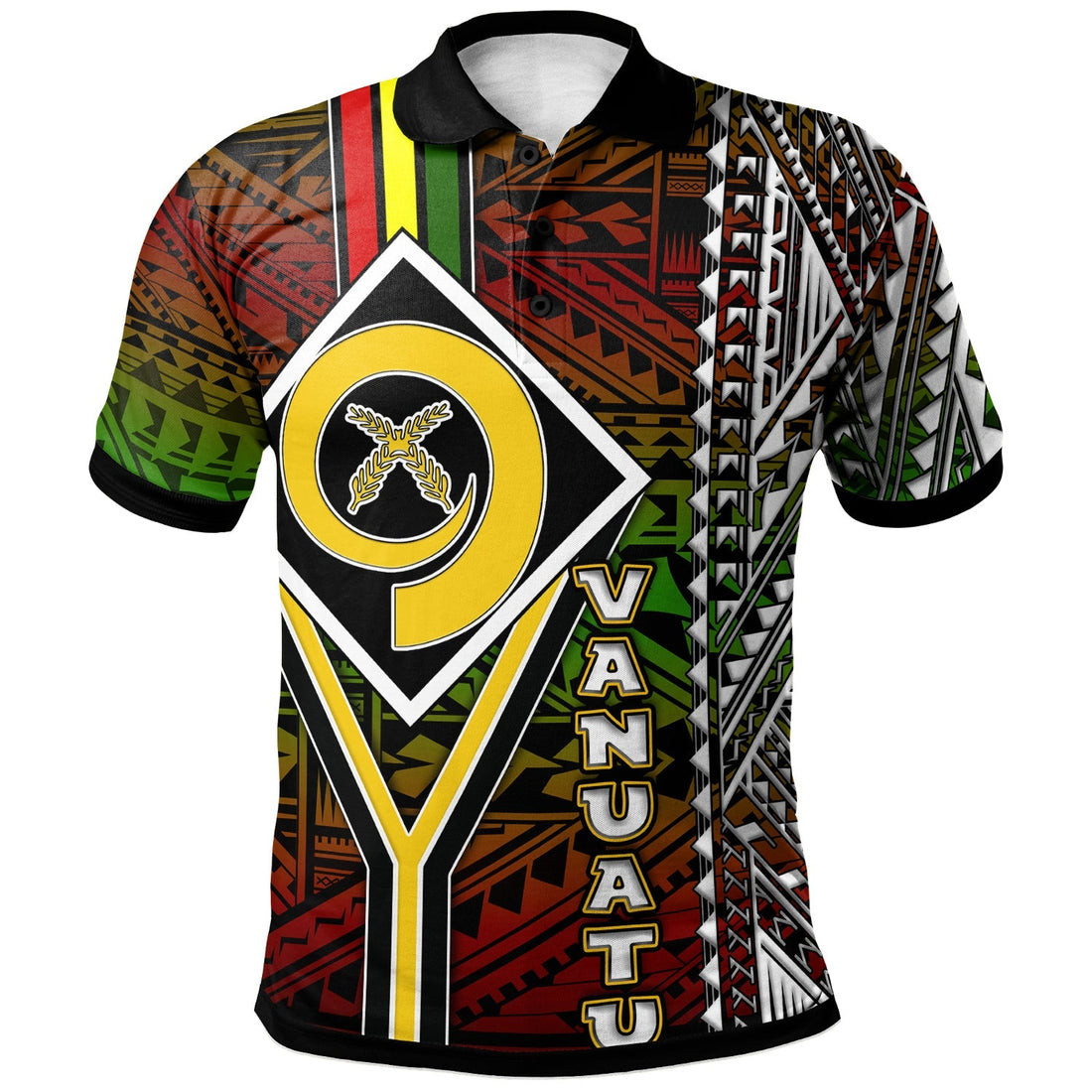 Vanuatu Polo Shirt Custom Vanuatu Independence Anniversary Flag Style Polynesian Patterns Polo Shirt LT10