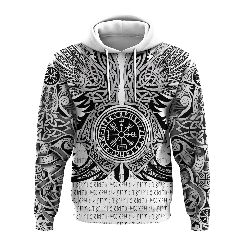 Viking Vegvisir Odin With Huginn And Muninn Hoodie - LT2