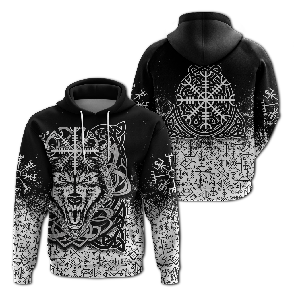 Viking Wolf With Vegvisir Art Hoodie LT12