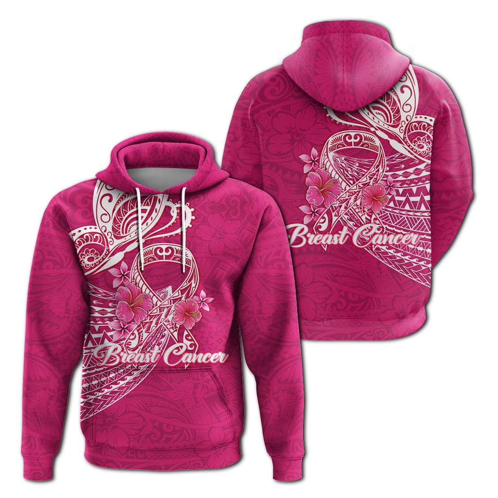 Breast Cancer Pink Ribbon Butterfly Polynesian Pink Version Hoodie LT12