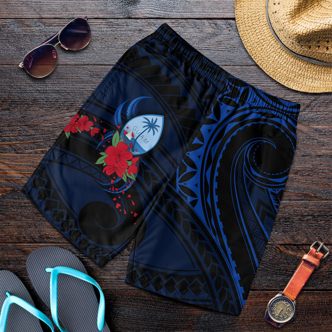 Guam Men Shorts Polynesian Flowers LT13