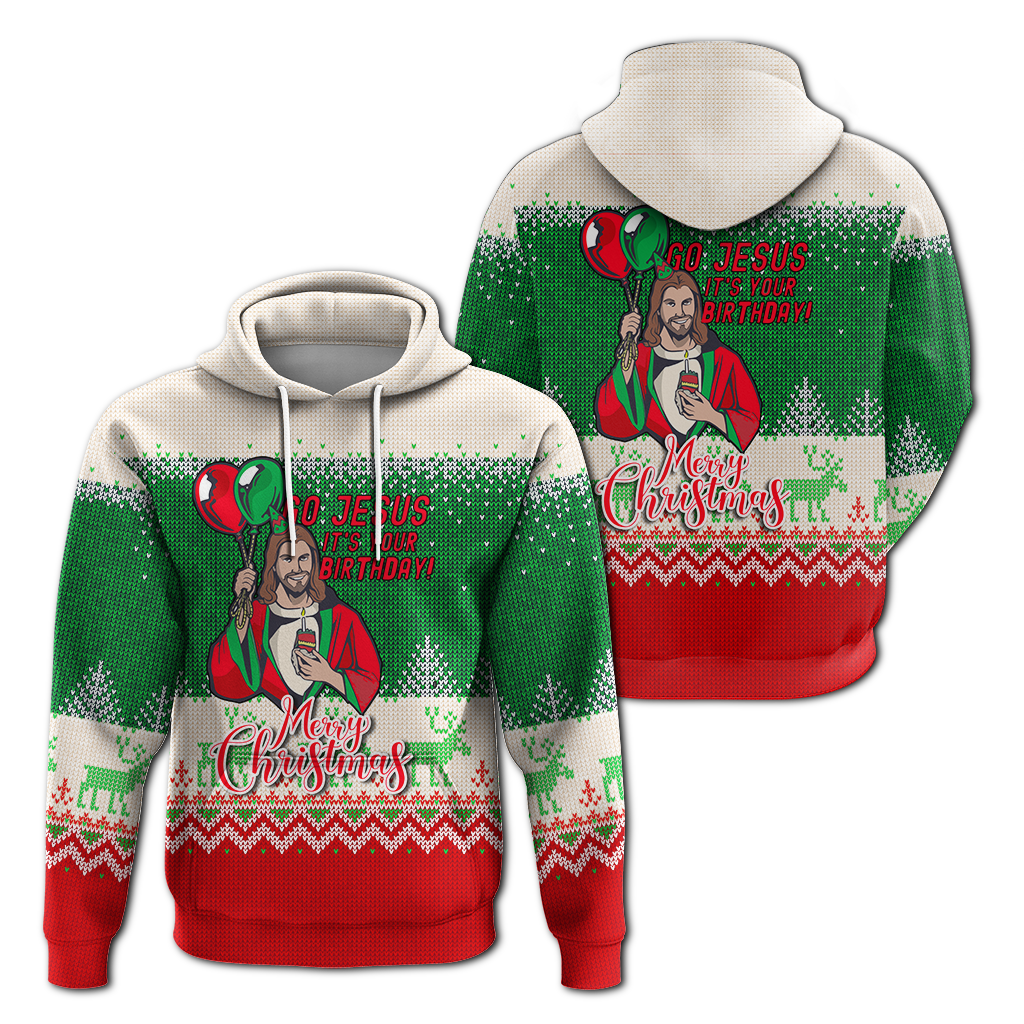 Christmas Go Jesus Its Your Birthday Ugly Pattern Hoodie LT12