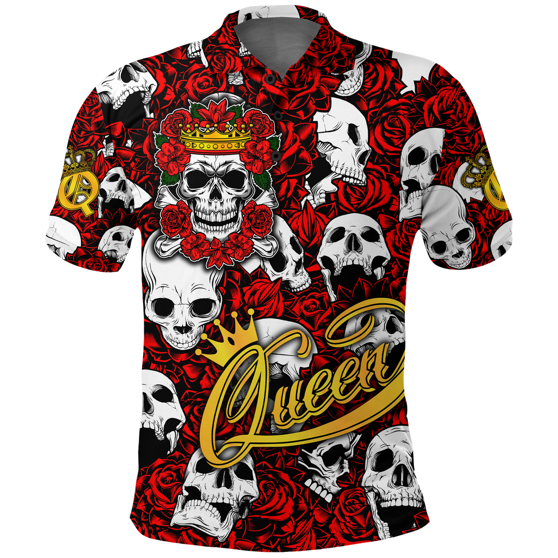 Skull Rose Queen Death Cannot Divide Us Polo Shirt LT2