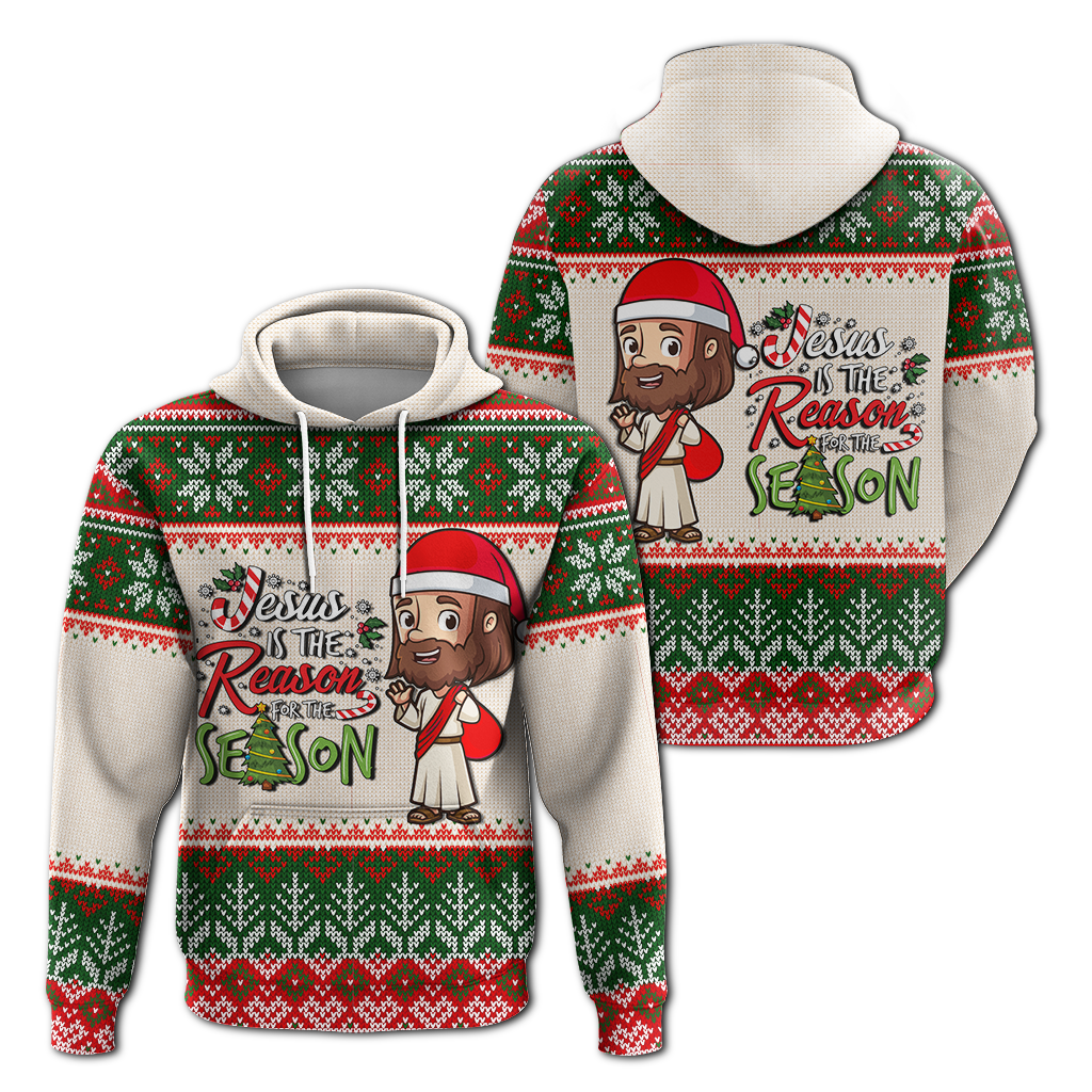 Christmas Jesus Is The Reason For The Season Ugly Pattern Hoodie LT12