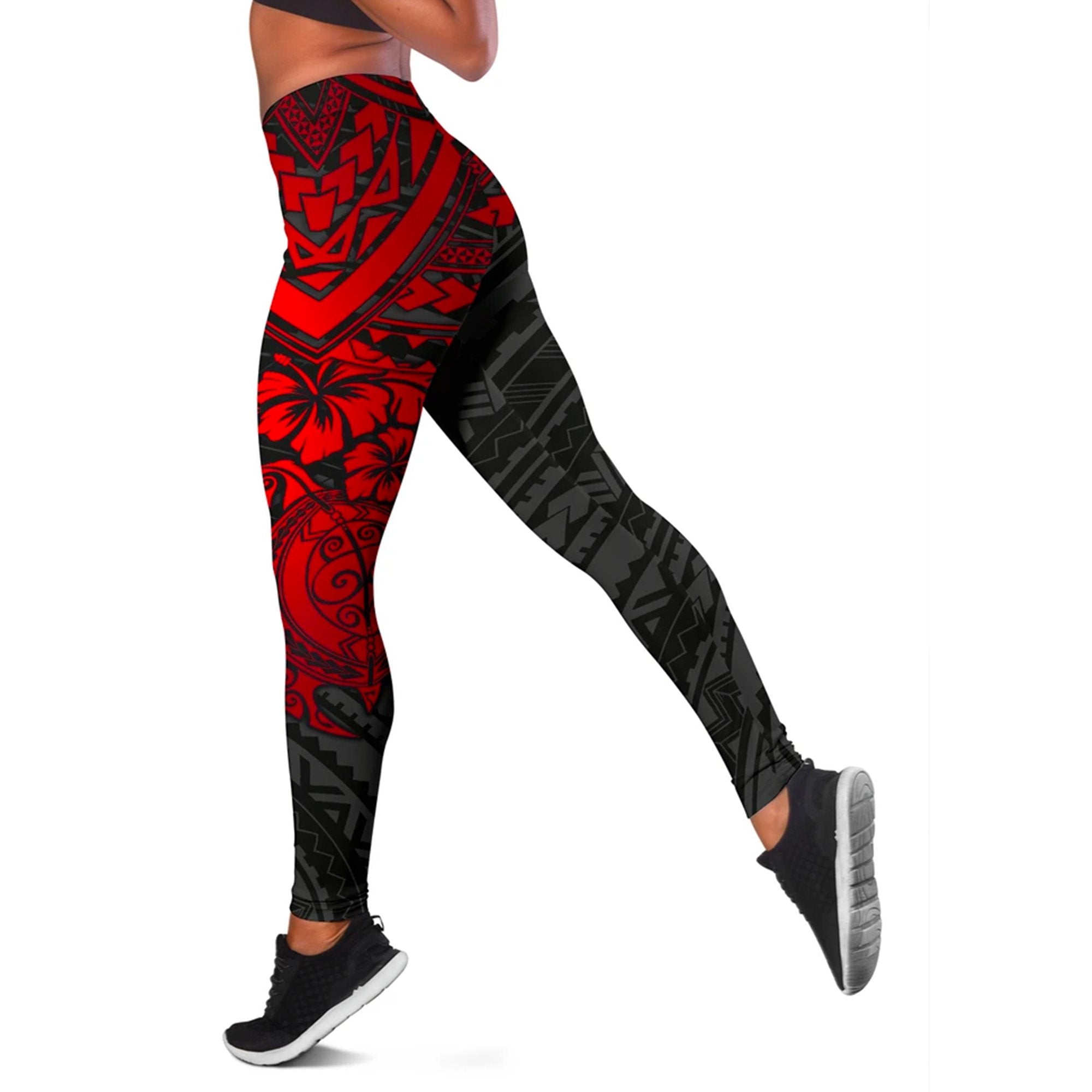 Polynesian Leggings - Polynesian Red Turtle