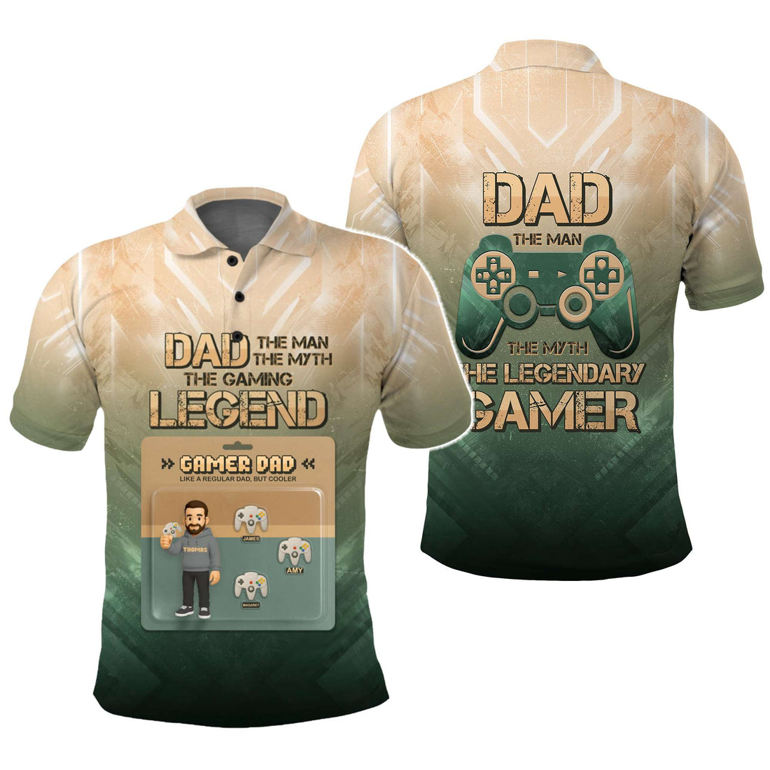 Custom Gamer Dad Polo Shirt – The Man, The Myth, The Gaming Legend | Father’s Day Gift CTM05