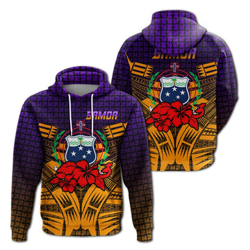 Samoa Hoodie Hibiscus With Tribal LT12